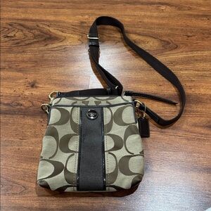 Brown and tan Crossbody Coach bag